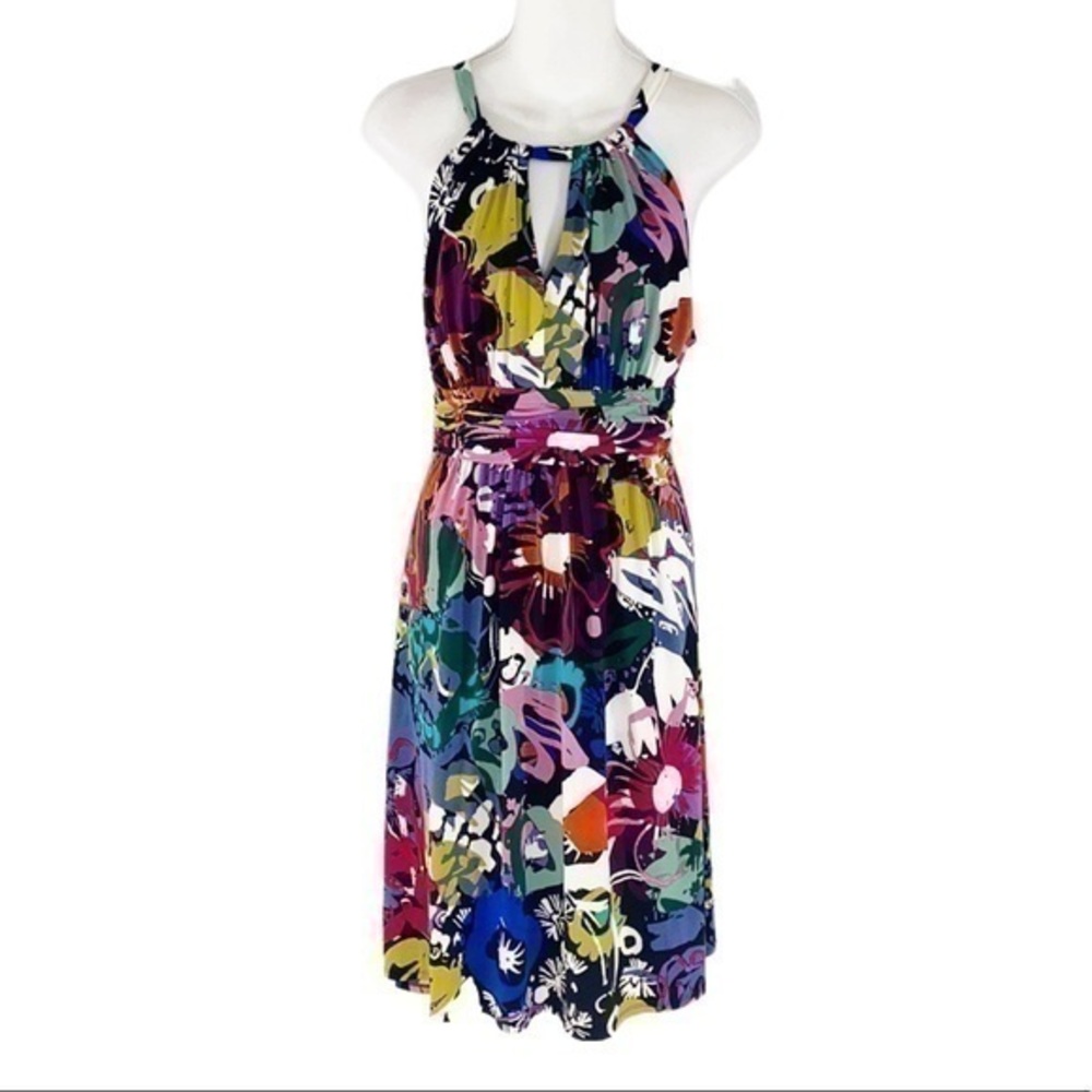 Suzi Chin multicolor floral halter jersey dress H16